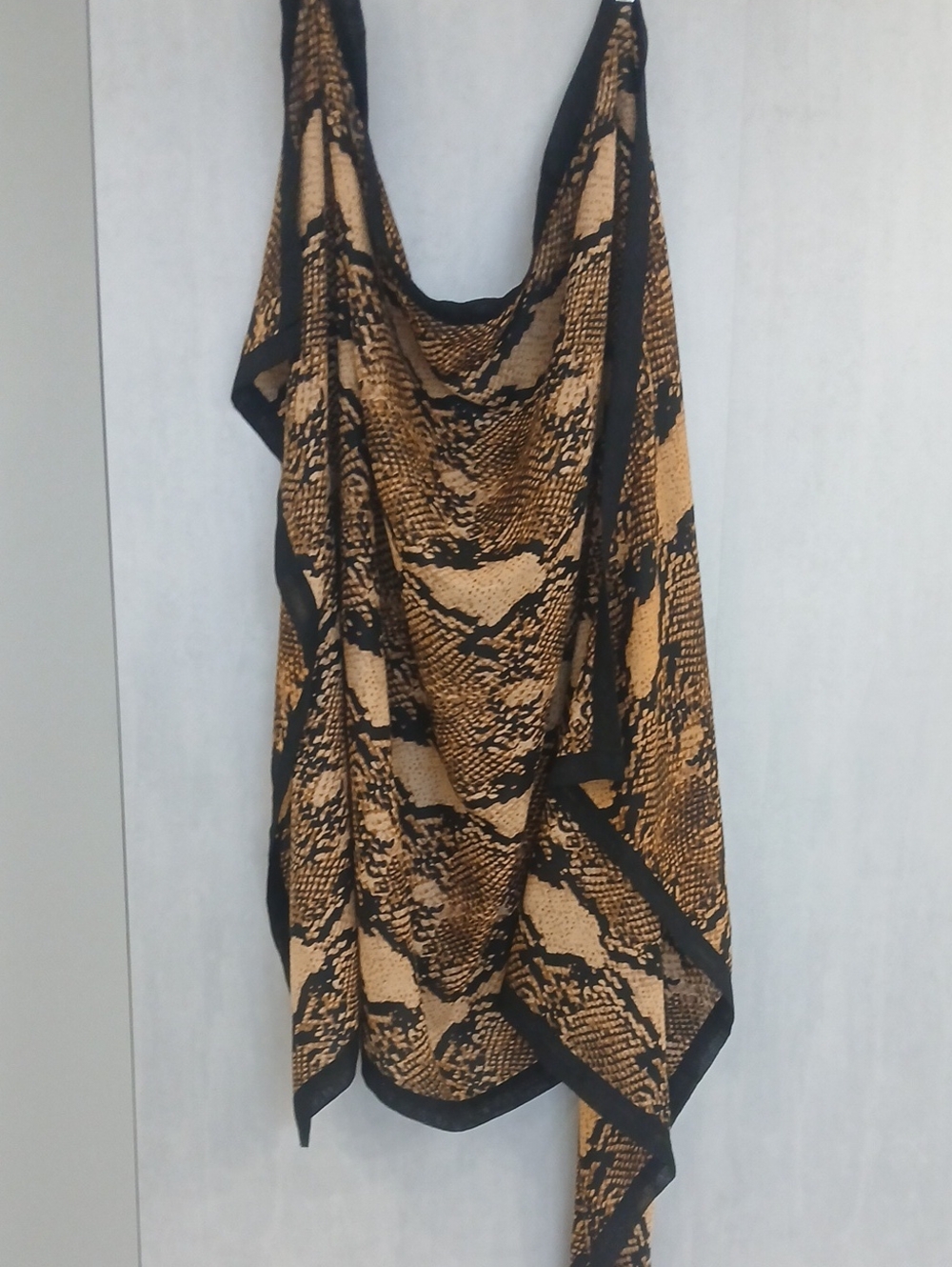 Dune London Snake-Print Scarf in Black and Tan